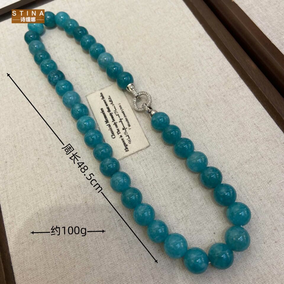 STINA新款12mm蝉丝玛瑙项链女潮