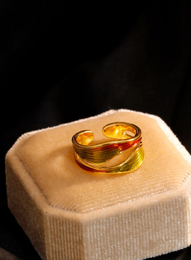 STINA夏季爆款珐琅波纹戒指小众