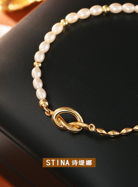 STINA爆款撞色珍珠项链高级感时