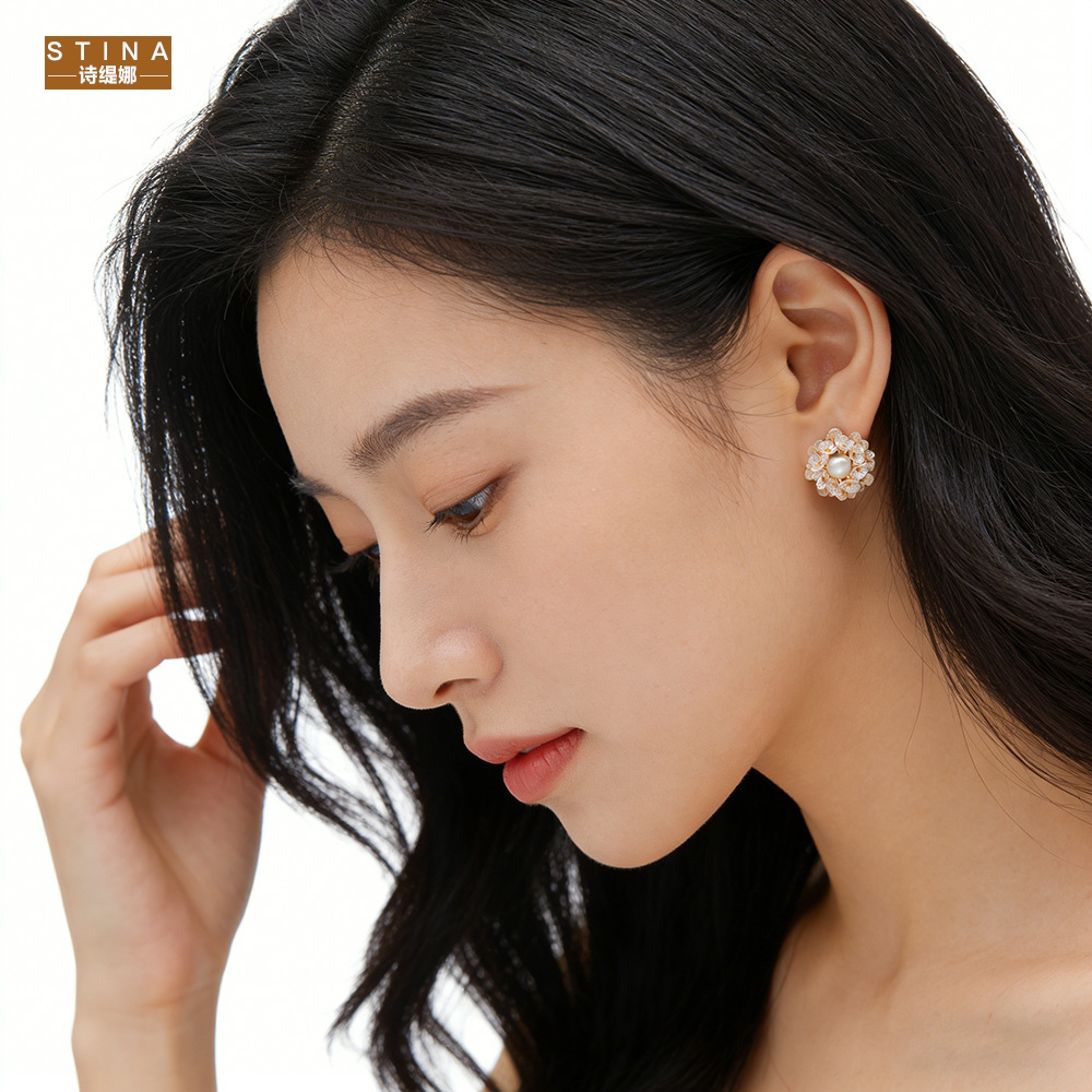 STINA超仙甜美森系圆形花球珍珠