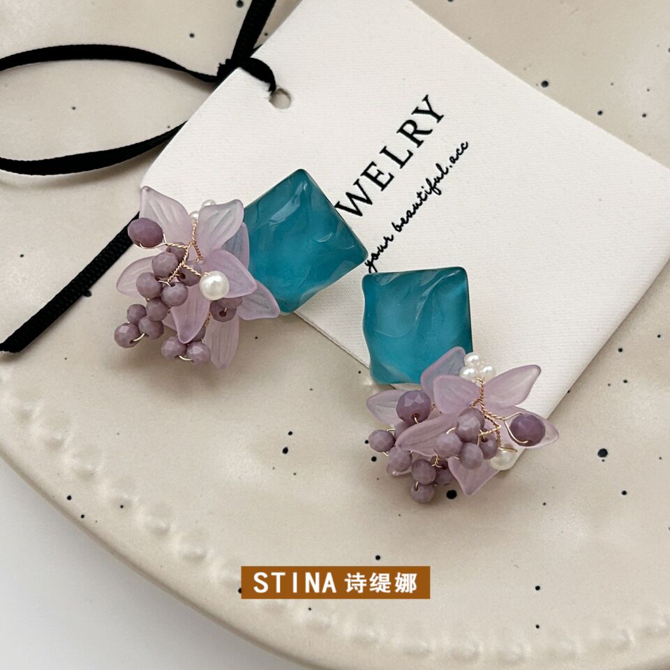 STINA新款度风花朵耳环女春夏出