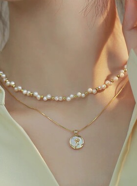 STINA新款淡水珍珠双层叠戴锁骨