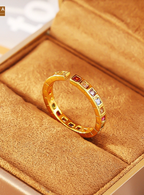 STINA法式轻奢时尚彩色锆石开口