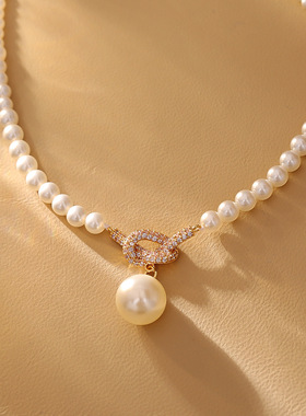 STINA高级感微镶锆石打结珍珠项