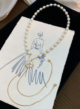 STINA78mm珍珠蛇骨链秋冬百搭山