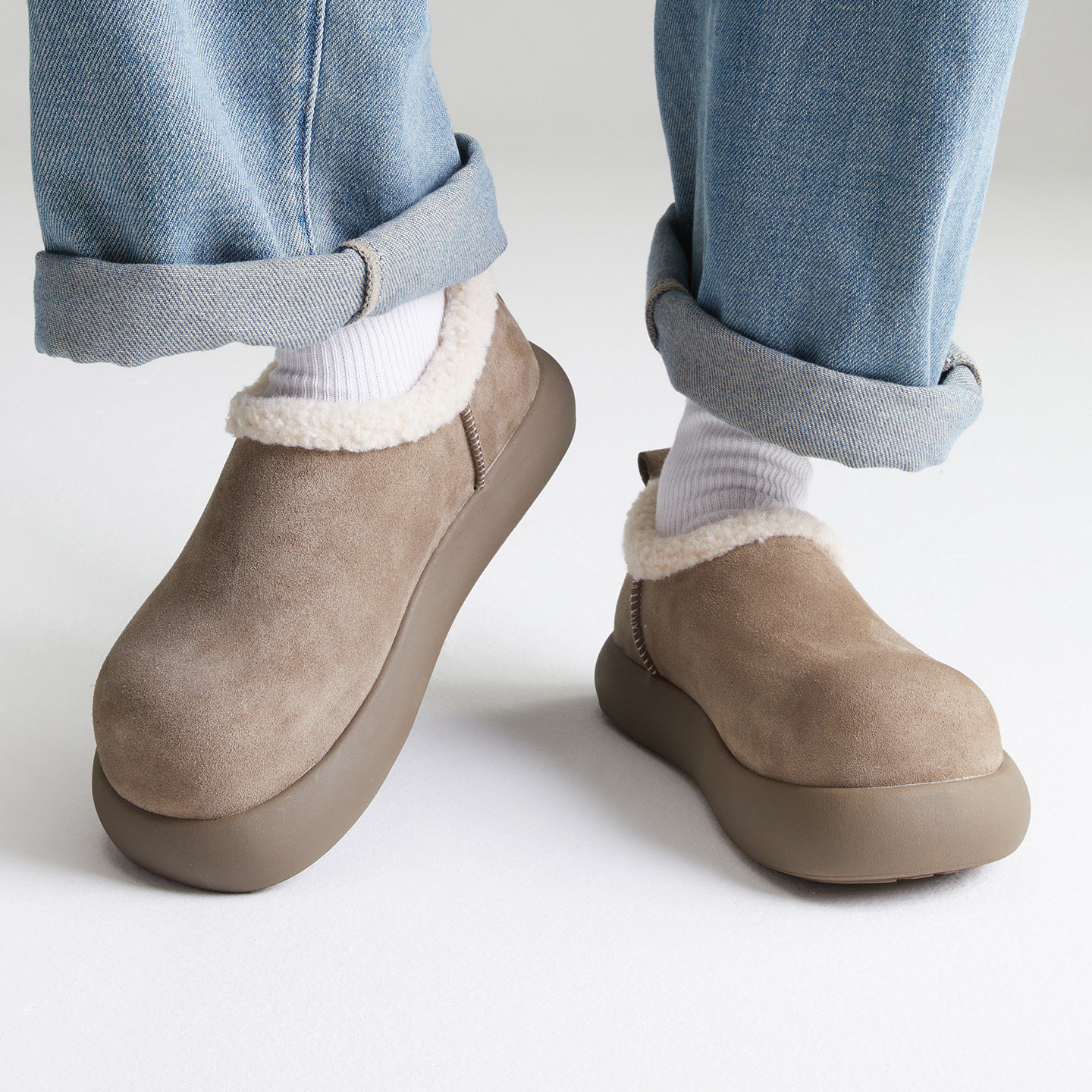 小土豆勃肯鞋全包厚底冬季加绒保暖增高棉鞋男女情侣款面包雪地靴