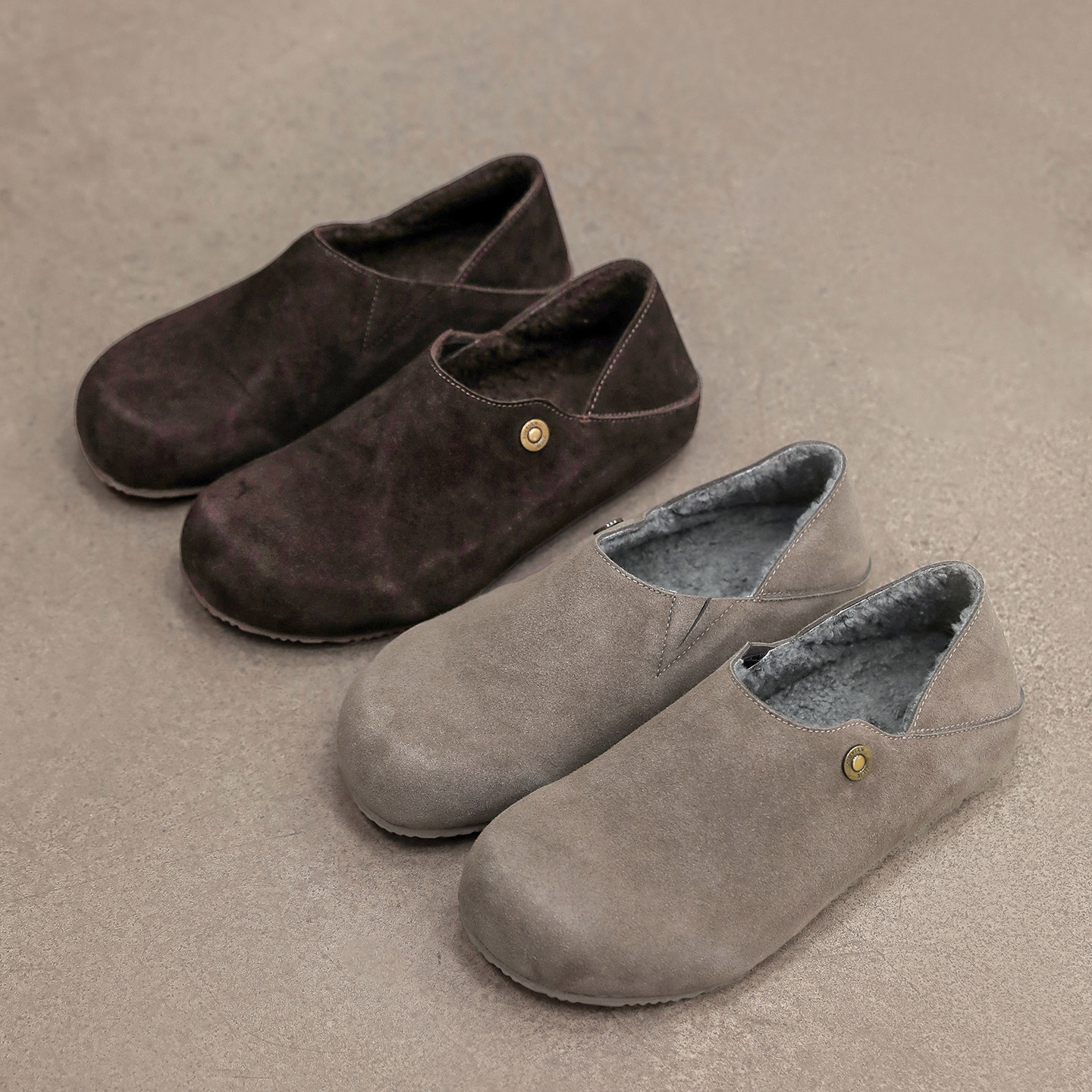 一脚蹬懒人全包勃肯鞋男鞋冬季加绒雪地棉鞋男软底休闲老钱风拖鞋