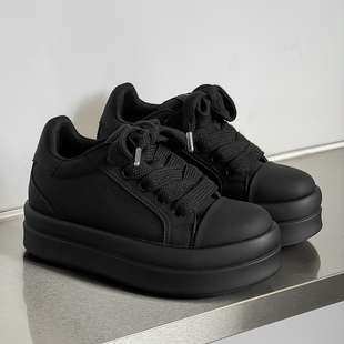 面包鞋男女款厚底8CM隐形内增高情侣鞋子休闲鞋百搭黑色板鞋潮鞋