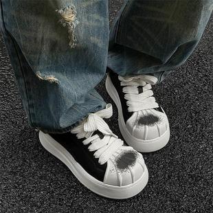 明星同款喷绘贝壳头鞋子男女厚底板鞋2026新款小众百搭增高大头鞋