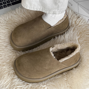 男士勃肯雪地靴冬季加绒保暖厚底棉鞋男款面包鞋全包小土豆乐福鞋