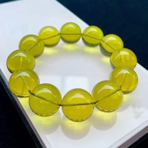 缅甸原矿天然琥珀绿茶19mm手串