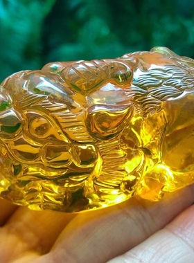 新款天然缅甸琥珀精品优质金蓝珀 貔貅 圆雕吊坠文玩珠宝收藏礼品