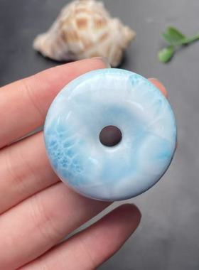 正品天然拉利玛高品质海纹石平安扣吊坠挂件文玩收藏工艺珠宝饰品