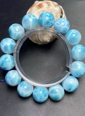 正品天然拉利玛高品质海纹石15mm圆珠手串文玩收藏工艺珠宝饰品