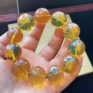 珠宝饰品 文玩时尚 正品 天然缅甸琥珀高品质金兰切割面22mm手串男款