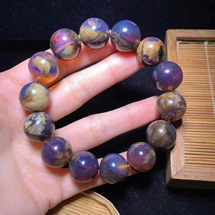 正品 收藏稀有珠宝饰品 天然缅甸琥珀高品质妖花溶洞16mm手串男款