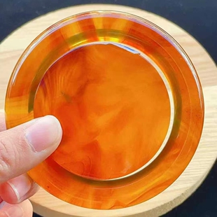 收藏珠宝饰品 时尚 正品 天然缅甸琥珀高品质棕红圈口58圆条美镯女款