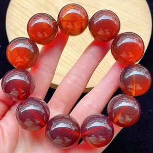 正品 手链文玩收藏工艺珠宝饰品 天然缅甸琥珀高品质棕红22手串男款