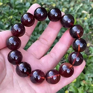 正品 文玩收藏珠宝饰品 天然缅甸琥珀高品质棕红紫罗兰16手串男款