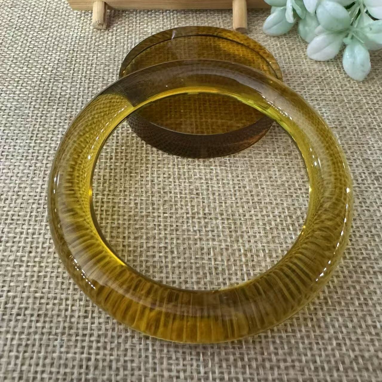 正品天然缅甸琥珀精品老矿净水绿茶57.8mm手镯文玩收藏珠宝饰品