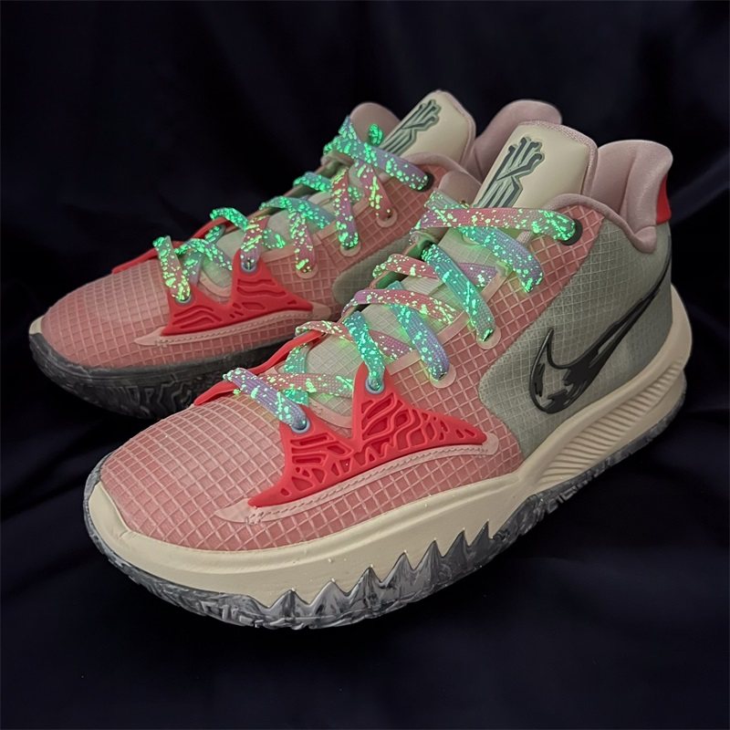 适配kyrie low 4 ep 欧文4 珊瑚橙 篮球鞋泼墨夜光渐变腰果花鞋带