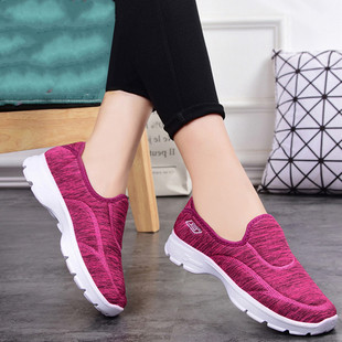 女舒适 浅口透气平底防滑套脚中老年休闲健步鞋 2025新款 春秋妈妈鞋