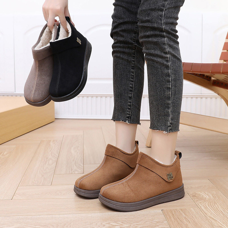 冬季新款女士加绒复古低帮短靴女棉鞋加厚保暖雪地靴老北京布鞋女