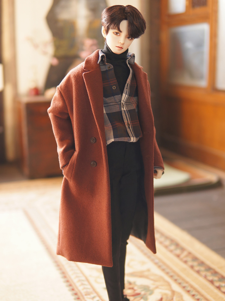 【娃衣】bjd/sd娃衣3分男娃装 酒红妮子外套风衣 才异男叔叔套装