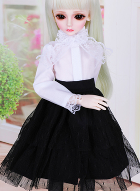 【娃衣】bjd sd娃衣 白色衬衫 黑色蕾丝套装裙（2件套） 尺寸可定