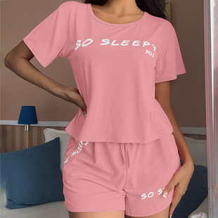 Women's fashion casual pajamas home wear two-piece set 睡衣