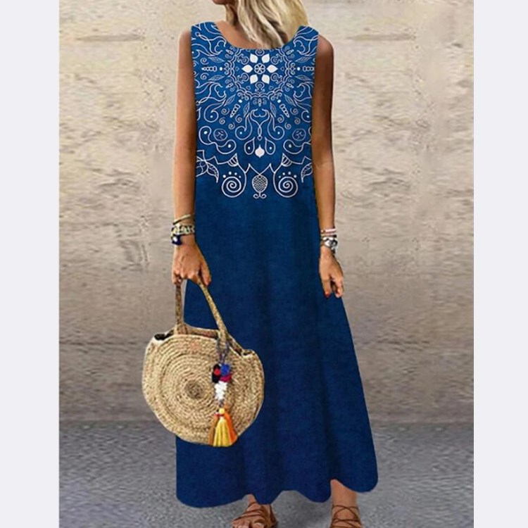 Sleeveless Loose Waist Large Swing Dress无袖宽松腰大摆连衣裙