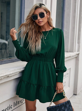 Fashion casual women's long sleeve temperament dress