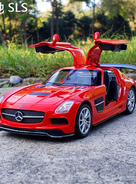 1/32大本sls跑车合金汽车模型仿真金属车模摆件声光回力玩具车模
