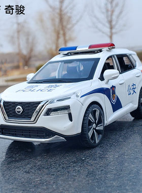 1:32日产奇骏SUV越野汽车模型仿真公安特警车声光回力警笛玩具车