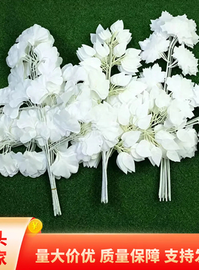 仿真榕树行叶过胶塑料榕树枝白色植物银杏美枫叶子假树枝装饰造景