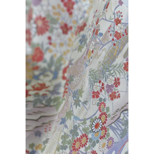 山峦枫枝金彩正绢真丝小纹反解改lolita娃衣眉子掐牙衣缘旗袍汉服