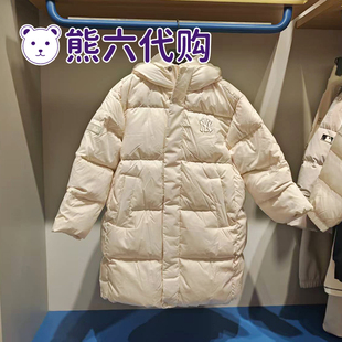 MLB儿童25秋冬款男女童精致复古LOGO长款连帽鹅绒羽绒服7ADJB1556