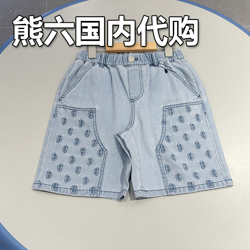 MLB儿童国内代购25春夏新款男女童时尚休闲百搭牛仔短裤7ADPM0253