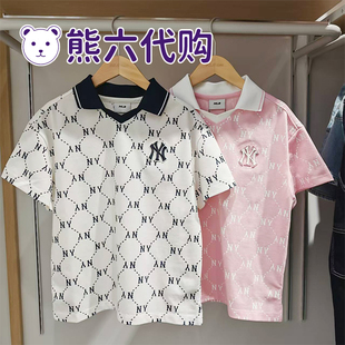 MLB儿童25春夏新款 7FPQMD253 男女童复古钻石老花图案短袖 POLO衫