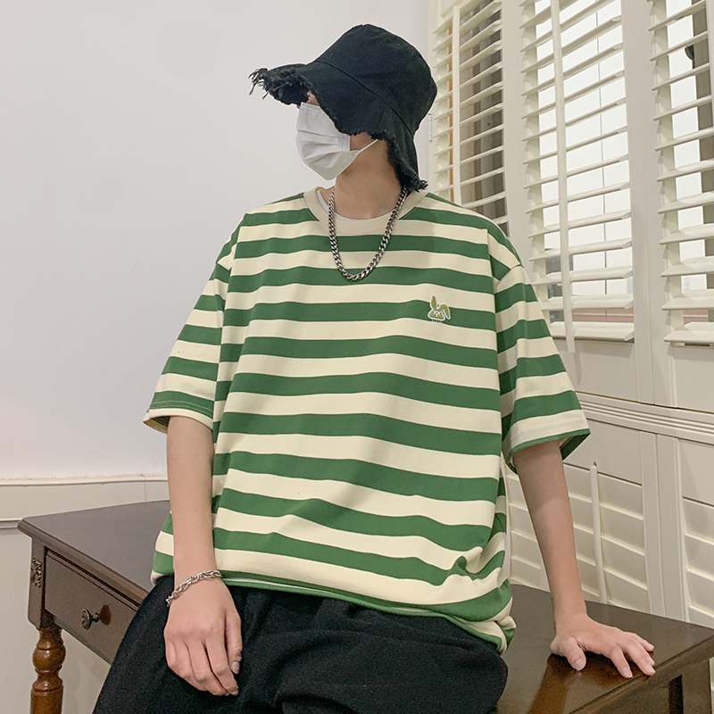 倔强工作室 美式纯棉纯色短袖T恤男女大码打底衫男士白色半袖体桖