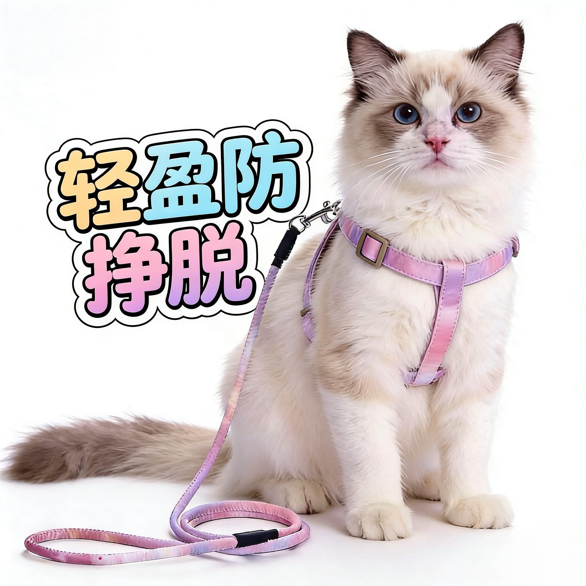 猫咪牵引绳猫绳防挣脱不勒脖遛猫外出专用宠物兔工字胸背溜小猫绳