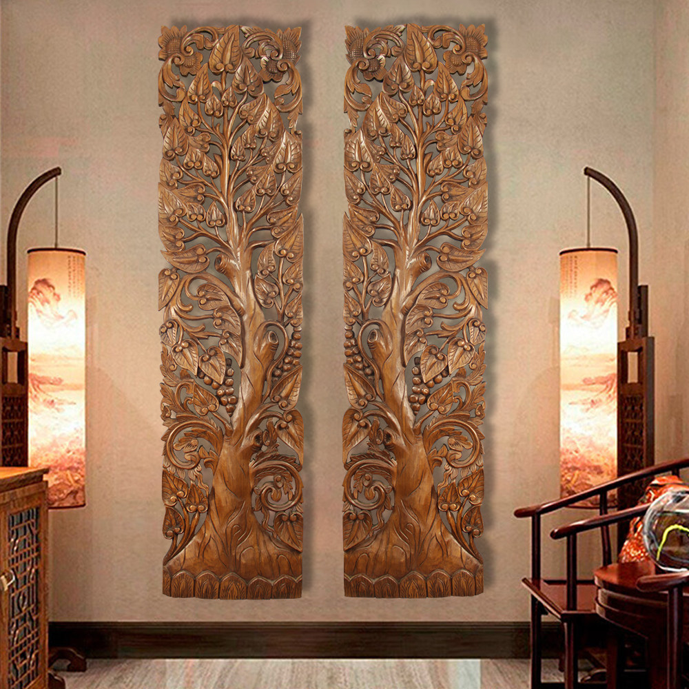 泰式雕花板手工柚木壁挂装饰品