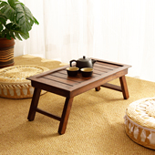 泰国实木小茶几榻榻米飘窗茶桌可折叠日式 竹编茶台卧室阳台小炕桌