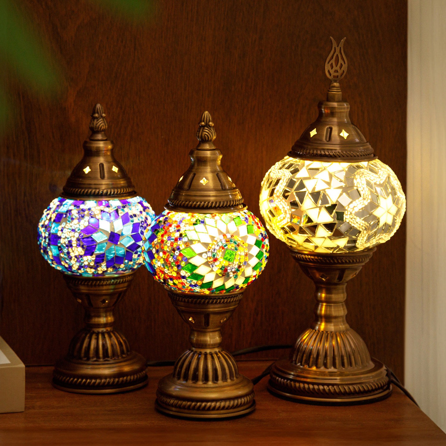 摩洛哥风装饰台灯手工艺术土耳其复古典浪漫卧室床头彩玻琉璃台灯
