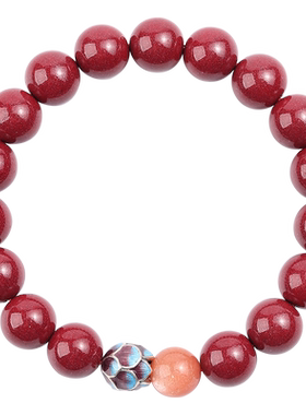 朱砂手串女款马年原石佛珠饰品正品官方旗舰店紫金砂情人节礼物