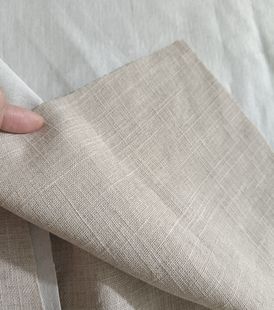 粘亚麻 布料硬 厚料子竹节布面