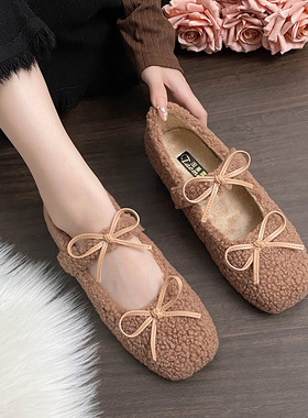 法式毛毛鞋2025内增高玛丽珍秋冬新款毛毛鞋加绒保暖棉鞋软底单鞋