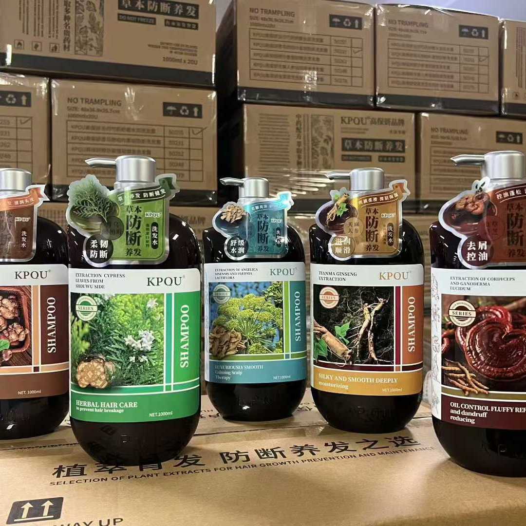 KPQU草本植物洗发水1L生姜强韧首乌防断当归水润天麻滋润灵芝去屑