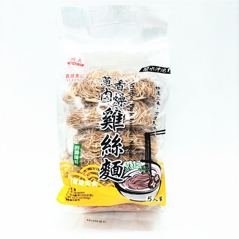 包邮  台湾进口 义峰葱香肉燥风味鸡丝面300g