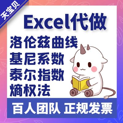excel代做洛伦兹曲线基尼系数泰尔指数熵权法权重计算重心法选址